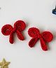 Bobbles & Scallops Bow Applique Detailed Alligator Clips - Red