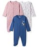 I Bears Interlock Knit Full Sleeves Sleepsuit With Star Print Pack Of 3 - Navy Blue Pink & White