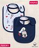 Babyhug Disney Mickey Sailor Print Premium Bibs Pack of 2 - Blue & Navy| Soft & Skin Friendly| Absorbent Material| Feeding & Drool Protection| Machine Washable| Easy Velcro Closure