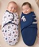 Babyhug Disney Sailor Mickey Premium Swaddle Pack of 2 - Navy & White Soft & Skin Friendly Cotton Velcro Closure| Newborn Baby Wrapper  0 to 6 Months Prevents Startling Reflex Travel Friendly
