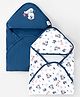 Babyhug Disney Mickey Sailor Print Premium Hooded Wrapper Pack of 2 - White & Navy| Newborn Essential|100% Interlock Cotton|Breathable Lightweight & Skin Friendly|0-6 Months| Prevents Startling Reflex