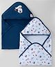 Babyhug Disney Mickey Sailor Print Premium Hooded Wrapper Pack of 2 - Blue & Navy| Newborn Essential| 100% Interlock Cotton|Breathable Lightweight & Skin Friendly|0-6 Months| Prevents Startling Reflex