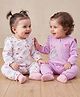 Babyoye 100% Cotton Interlock Knit Full Sleeves Eco Conscious Rompers With Eco Jiva Finish Koala & Butterfly Print Pack of 2 - White & Pink