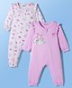 Babyoye 100% Cotton Interlock Knit Full Sleeves Eco Conscious Rompers With Eco Jiva Finish Koala & Butterfly Print Pack of 2 - White & Pink