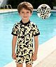 Mark & Mia Half Sleeves Abstract Printed Legged Swimsuit - Yellow
