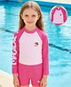 Mark & Mia Full Raglan Sleeves Kitty Printed Legged Swimsuit - Fuchsia