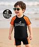 Mark & Mia Half Raglan Sleeves Beach Theme Printed Two Piece Swimsuit - Black