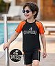 Mark & Mia Half Raglan Sleeves Beach Theme Printed Two Piece Swimsuit - Black
