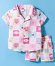Smarty Girls Cotton Woven Half Sleeves Top & Shorts Co-ord Set With Animal Print - Pink