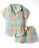 Smarty Girls Cotton Woven Half Sleeves Checkered Top & Shorts Set - Multicolour