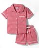 Smarty Girls Cotton Woven Half Sleeves Co-Ords Shirt Style Top & Shorts Set with Checks -  Red