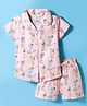 Smarty Girls Sinker Knit Half Sleeves Top & Shorts Co-ord Set With Drink Print - Pink