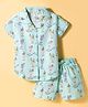 Smarty Girls Sinker Knit Half Sleeves Top & Shorts Co-ord Set With Drink Print - Mint Green