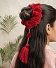 Funkrafts Tassels & Pompom Embellished Scrunchie - Red