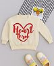 NAVKIYA G Fleece Knit Full Sleeves Heart Throb Text Printed Light Winter Sweatshirt - Off White