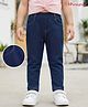 Honeyhap Premium  Cotton Knit Full Length Solid Jeggings With Bio Finish - Medium Blue