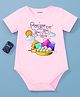 KNITROOT Cotton Knit Makar Sankrant Theme Half Sleeves Tilgul Ghya God God Bola Text Printed Onesie - Pink