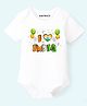 KNITROOT Cotton Knit Republic Day Theme Half Sleeves I Love India Text Printed Onesie - White
