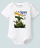 KNITROOT Cotton Knit Republic Day Theme Half Sleeves Mera Bharat Mahan Text Printed Onesie - White