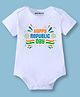 KNITROOT Cotton Knit Republic Day Theme Half Sleeves Happy Republic Day Text Printed Onesie - White