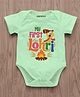 KNITROOT Cotton Knit Lohri Theme Half Sleeves My First Lohri Text Printed Onesie - Green