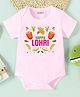 KNITROOT Cotton Knit Lohri Theme Half Sleeves Happy Lohri Text Printed Onesie - Pink