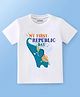 KNITROOT Cotton Knit Republic Day Theme Half Sleeves My First Republic Day  Text Printed Tee - White