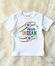 KNITROOT Cotton Lycra Knit Republic Day Theme Half Sleeves Proud Indian Text Printed Tee - White
