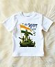 KNITROOT Cotton Lycra Knit Republic Day Theme Half Sleeves Mera Bharat Mahan Text Printed Tee - White