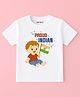 KNITROOT Cotton Lycra Knit Republic Day Theme Half Sleeves Proud Indian Text Printed Tee - White