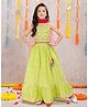 Joy Cotton Cotton Woven Sleeveless Bandhani Printed Lehenga Choli With Dupatta Set - Green