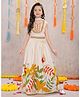 Joy Cotton Cotton Woven Sleeveless Floral Printed Lehenga Choli With Dupatta Set - White