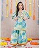 Joy Cotton Cotton Woven Three Fourth Sleeves Paisley Printed Kurti & Sharara Set - Blue