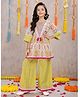 Joy Cotton Cotton Woven Three Fourth Sleeves Floral Printed Kurti & Palazzo Set - Yellow