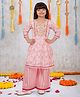 Joy Cotton Cotton Woven Three Fourth Sleeves Floral Printed Kurti & Palazzo Set - Pink