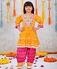 Joy Cotton Cotton Woven Three  Fourth Sleeves Abstract Printed Kurti & Salwar Set - Yellow
