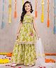 Joy Cotton Cotton Woven Sleeveless Floral Printed Kurti & Gharara Set With Dupatta - Green