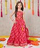 Joy Cotton Cotton Woven Sleeveless Bandhani Printed Lehenga Choli With Dupatta Set - Red