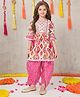 Joy Cotton Cotton Woven Three Fourth Sleeves Abstract Printed Kurti & Dhoti Set - Pink