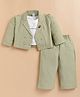 KIDZELLO Cotton Knit Full Sleeves Solid Jacket & Pant With Tee Set - Green