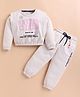 KIDZELLO Cotton Knit Full Sleeves Rhythm Club Text Printed Top & Pant Set - Fawn