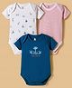 I Bears Interlock Knit Half Sleeves Onesies With Animal Print Pack Of 3 - Navy Blue White & Pink