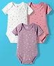 I Bears Interlock Knit Half Sleeves Onesies With Floral & Heart Print Pack of 3 - Purple Pink & White