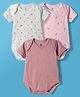 I Bears Interlock Knit Half Sleeves Onesies With Floral Print Pack of 3 - Pink Lilac & White