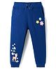 Babyhug Cotton Looper Knit Full Length Lounge Pant With Deer & Floral Print - Navy Blue