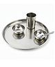 CutTales Stainless Steel 5 Pc Small Dinner Set for Daily Serving | 1 Plate, 2 Katoris, Glass & Spoon | Premium Plain Design