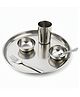 CutTales Stainless Steel 6 Pc Small Dinner Set for Daily Use | Plate, Glass, 2 Katoris, Spoon & Fork | Premium Plain Design