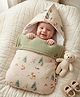 Babyhug Premium 100% Cotton Muslin Sleeping Bag - Woodland Print - Beige| Breathable Baby Sleep Sack| Hooded Swaddle Wrap| Easy Button Closure| Soft Lightweight Quilt| New Born Essential