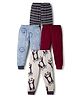 Kidi Wav Pack Of 4 Striped & Animal Printed Pajamas - Multi Colour