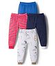 Kidi Wav Pack Of 4 Striped & Animal Printed Pajamas - Multi Colour